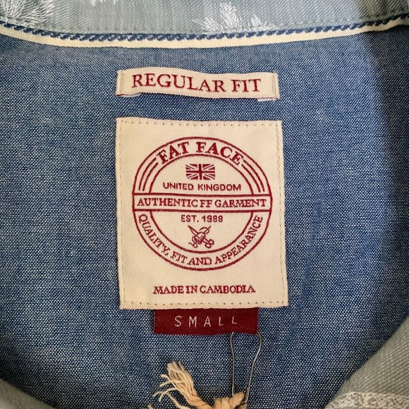 FAT FACE S/S Men's Button Down PALM TREE Print Shirt Asparagus Green Sz SML - Picture 14 of 16